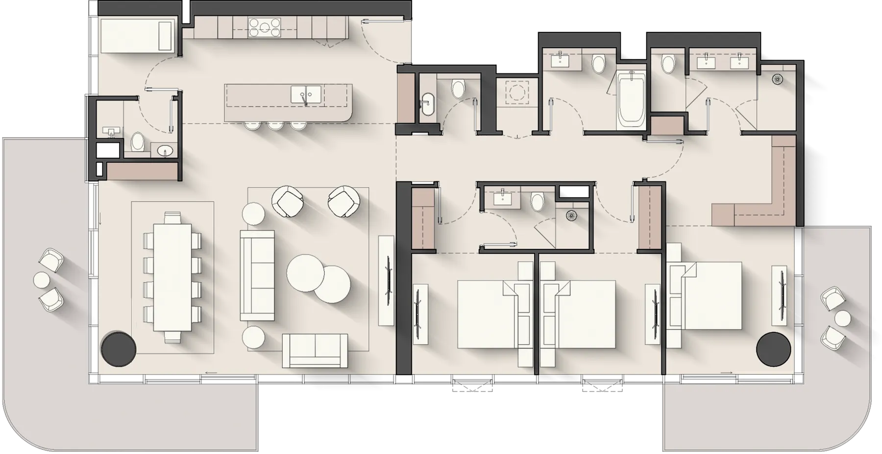 Floor plan of the 3 Bedroom + Study, Dual Aspect at Meriva Sunset