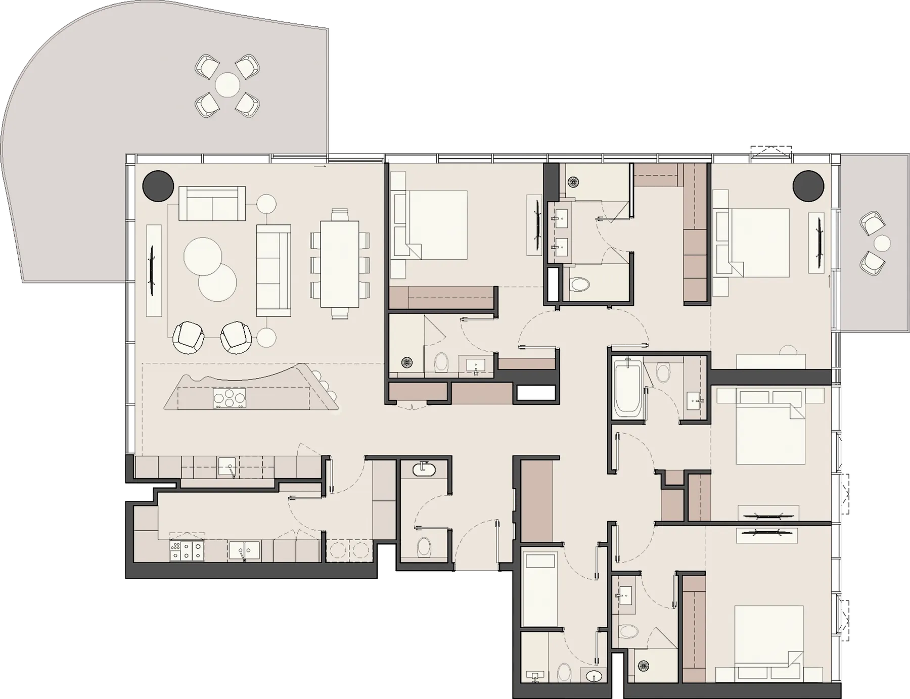 Floor plan of the 4 Bedroom + Study, Dual Aspect at Meriva Sunset