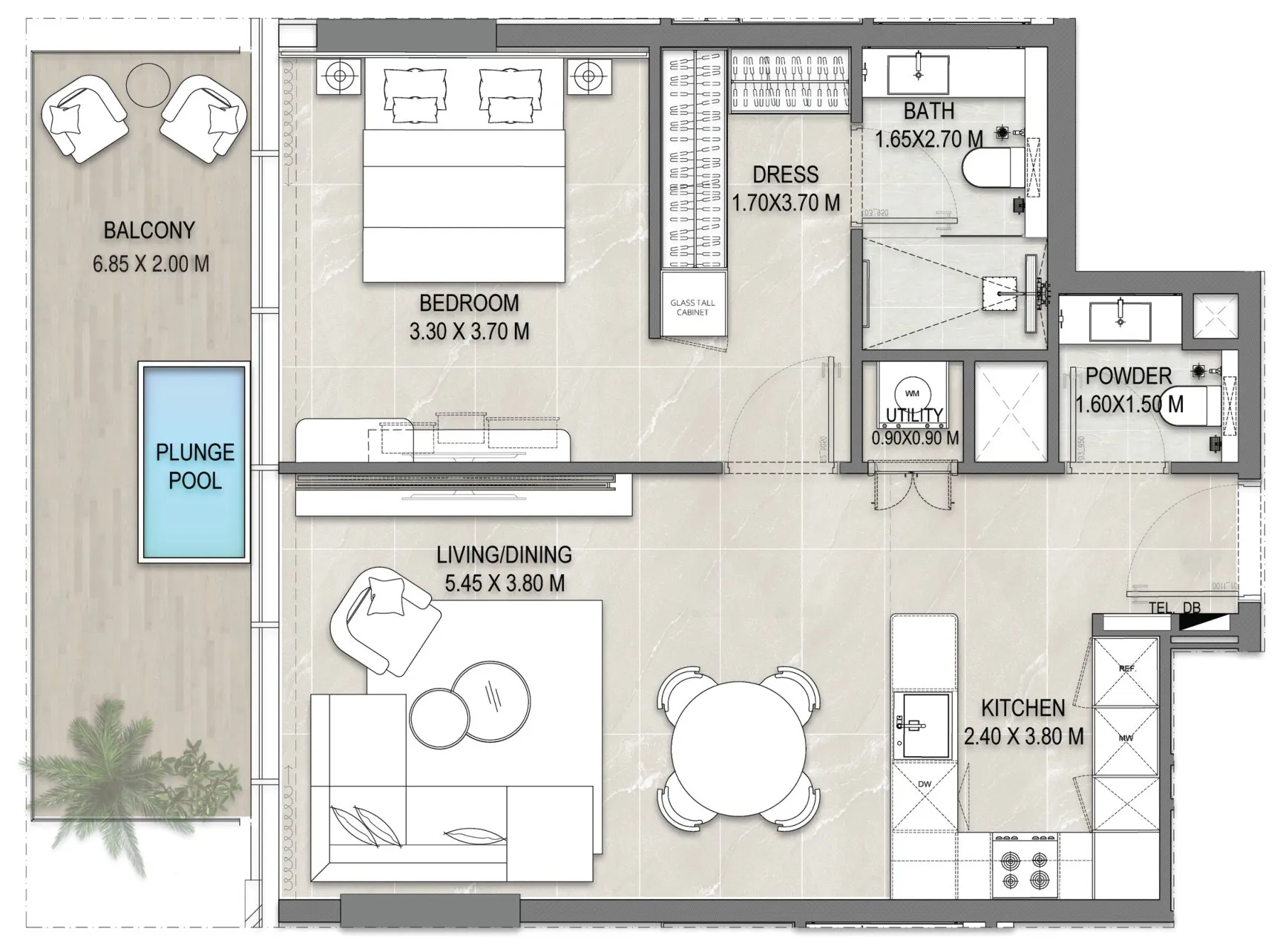 Floor plan of the 1 Bedroom, Type 05 at Allegro Park
