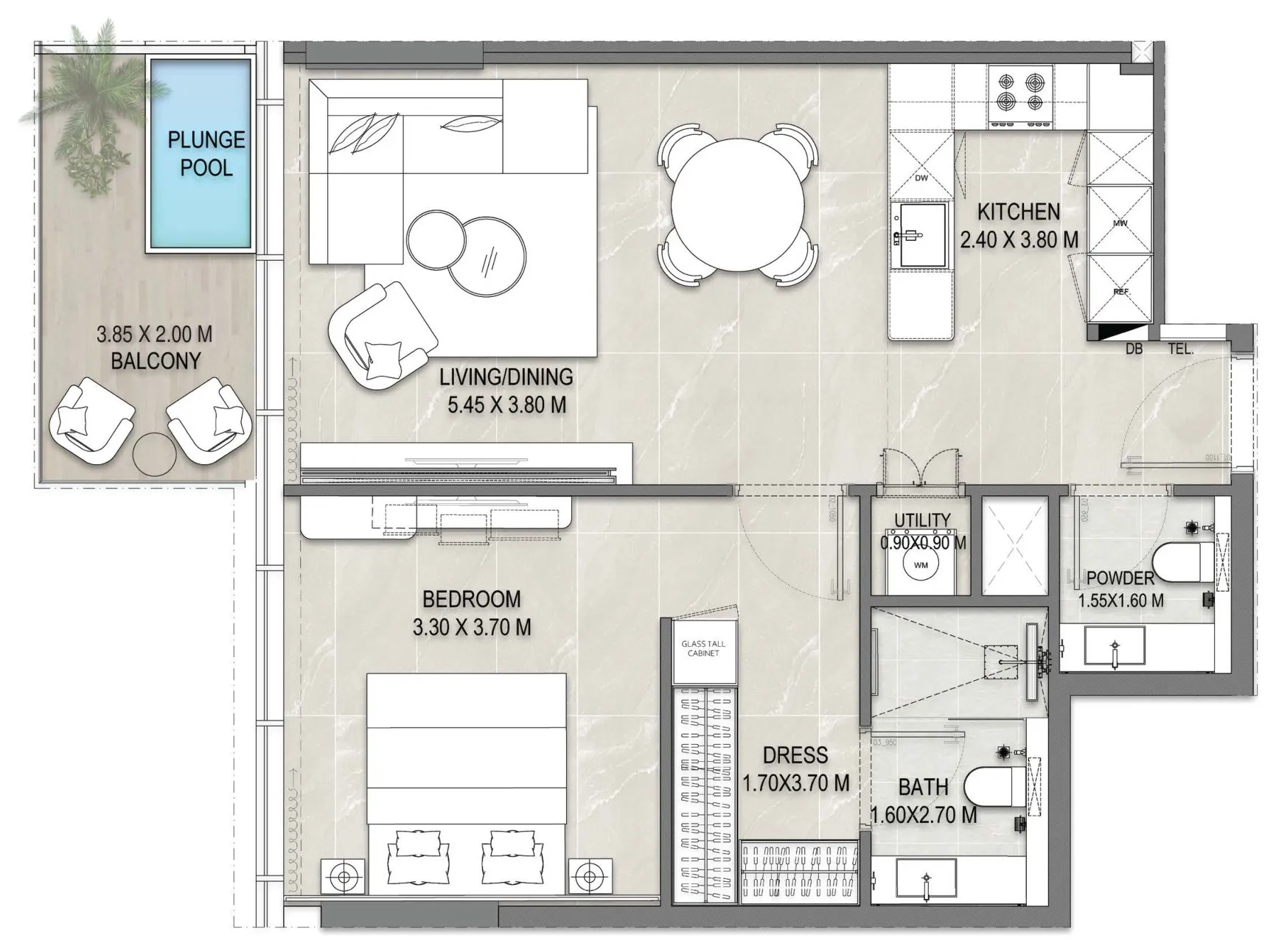 Floor plan of the 1 Bedroom, Type 06 at Allegro Park
