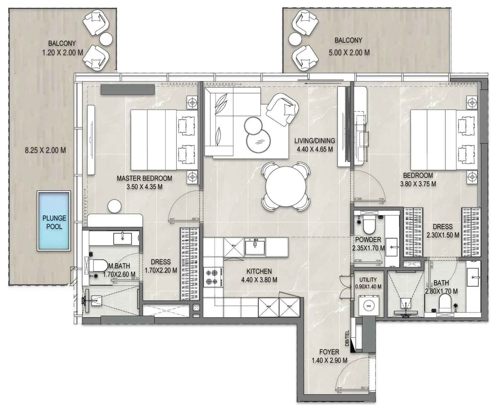 Floor plan of the 2 Bedroom, Type 08 at Allegro Park