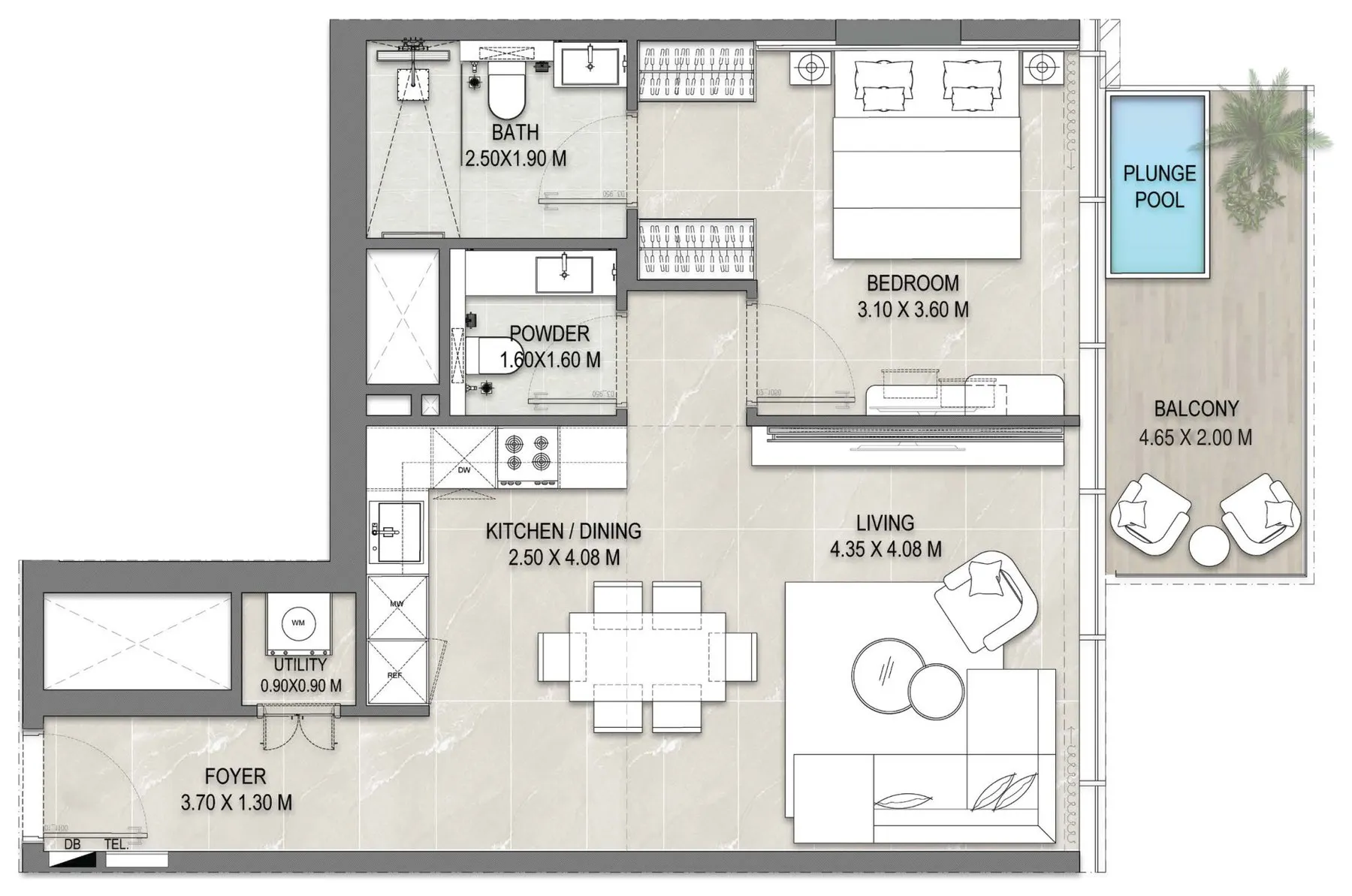Floor plan of the 1 Bedroom, Type 10 at Allegro Park